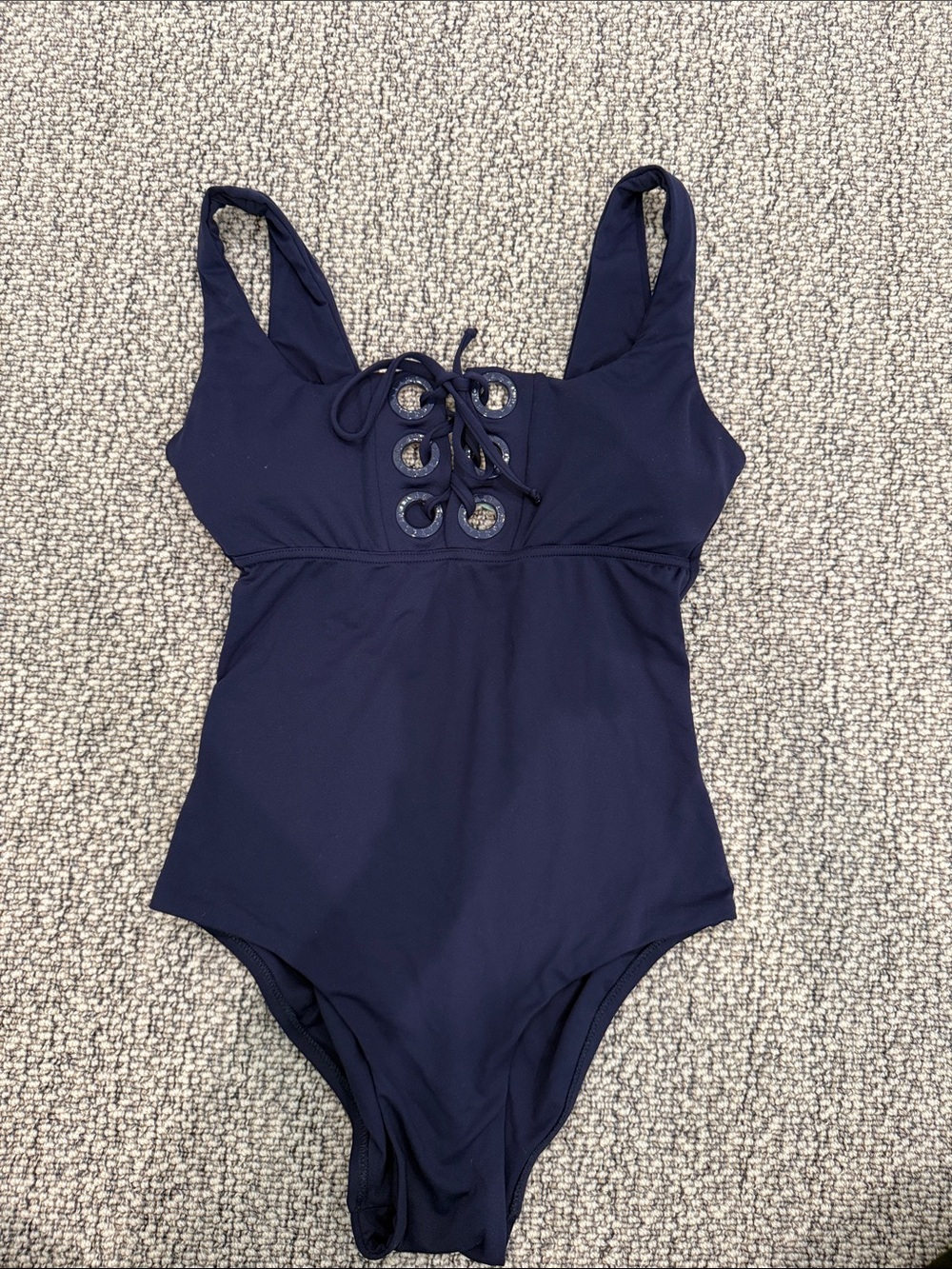 Melissa Odabash Navy Lace-Up Kids One-Piece Swimsuit